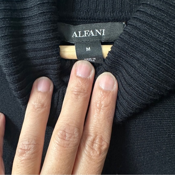 Alfani Black Poncho with Gold Stripes - Picture 3 of 6